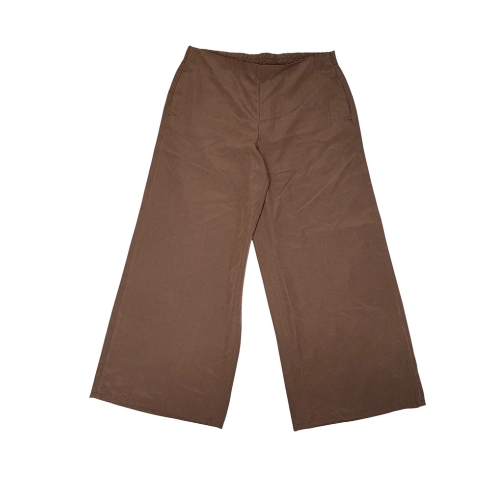 J Jill Wide Leg Pants‎ Modal Blend Side Zip Womens Brown Medium WPT218731